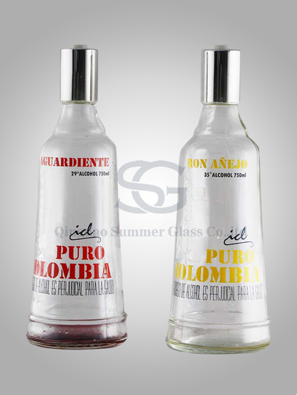 Clear Glass Bottle with Screen Printing